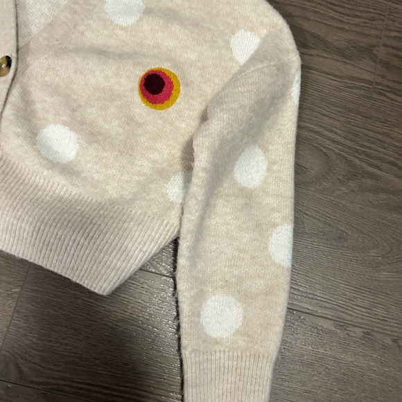 Desigual Beige Cardigan with White and Embroidered Polka Dots - Picture 6 of 10